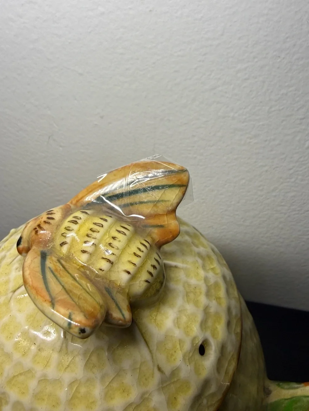 New Vintage 1990s Ceramic Teapot With Bees & Flowers All Over